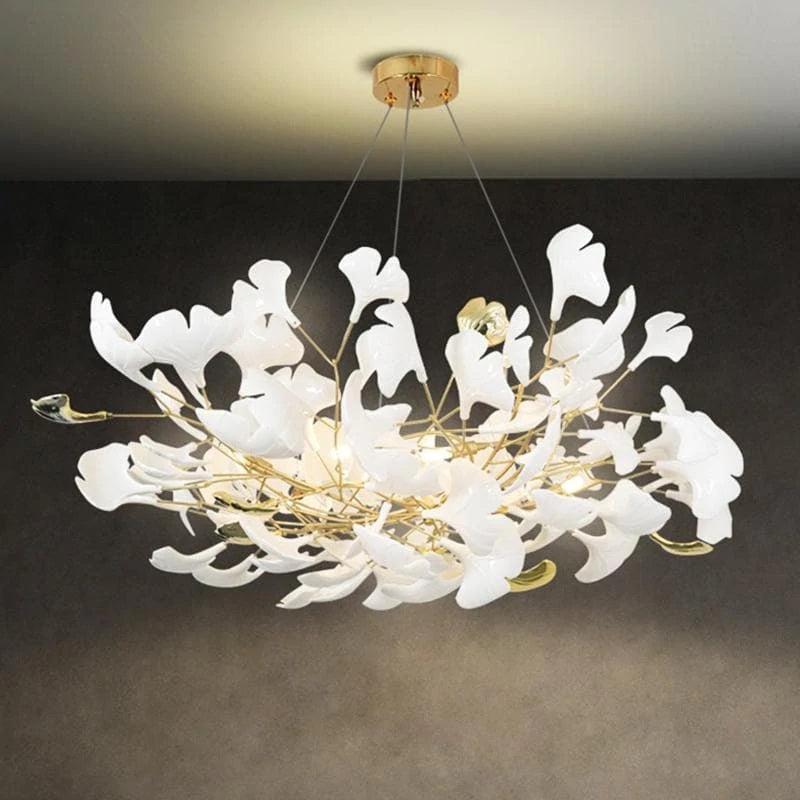 Luster Gaze Ginkgo Bloom Ceramic Petal Chandelier - Background Shot