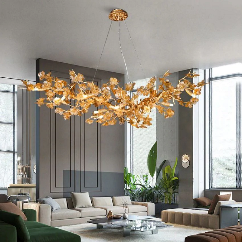 Luster Gaze Veridian Bloom Linear Chandelier - elegant American wine cellar dining room