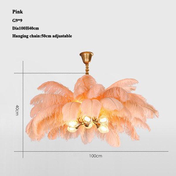 Luster Gaze Veridian Plume Brass Feather Chandelier - Background Shot