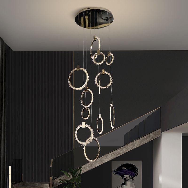Luster Gaze Radiant Aura 12-Ring Crystal Chandelier - formal American dining room