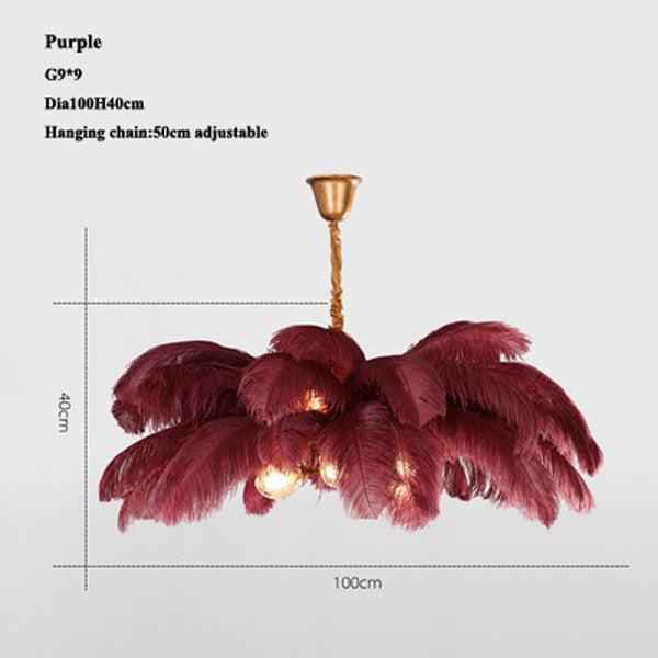 Luster Gaze Veridian Plume Brass Feather Chandelier - Background Shot