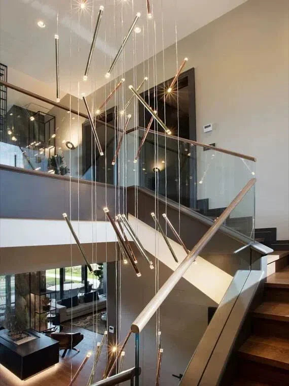 Modern Italian Creative Art Sticks Ceiling Chandelier for Living Room/Staircase/Hotel Lobby, round ,rectangle, extra large , oversized, sticks, acrylic, adjustable, foyer, duplex