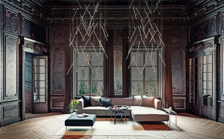 Modern Italian Creative Art Sticks Ceiling Chandelier for Living Room/Staircase/Hotel Lobby, round ,rectangle, extra large , oversized, sticks, acrylic, adjustable, foyer, duplex