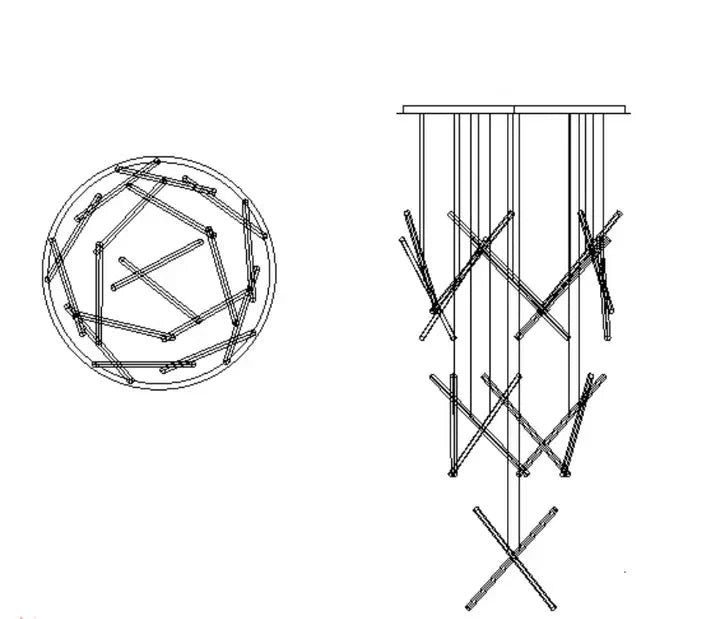 Modern Italian Creative Art Sticks Ceiling Chandelier for Living Room/Staircase/Hotel Lobby, round ,rectangle, extra large , oversized, sticks, acrylic, adjustable, foyer, duplex