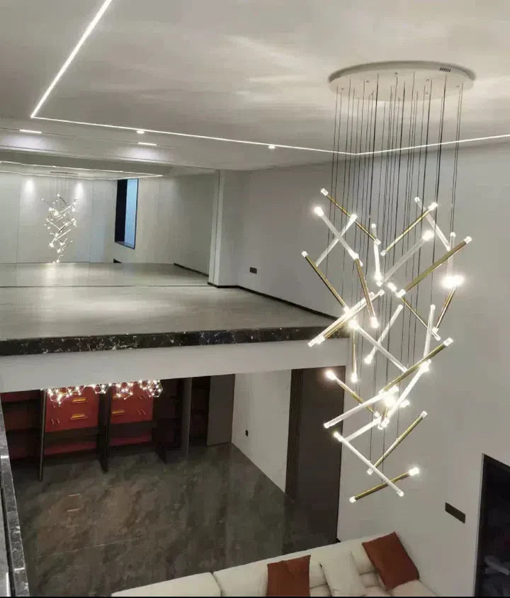 Modern Italian Creative Art Sticks Ceiling Chandelier for Living Room/Staircase/Hotel Lobby, round ,rectangle, extra large , oversized, sticks, acrylic, adjustable, foyer, duplex