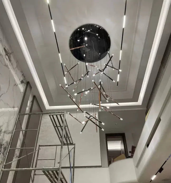 Modern Italian Creative Art Sticks Ceiling Chandelier for Living Room/Staircase/Hotel Lobby, round ,rectangle, extra large , oversized, sticks, acrylic, adjustable, foyer, duplex