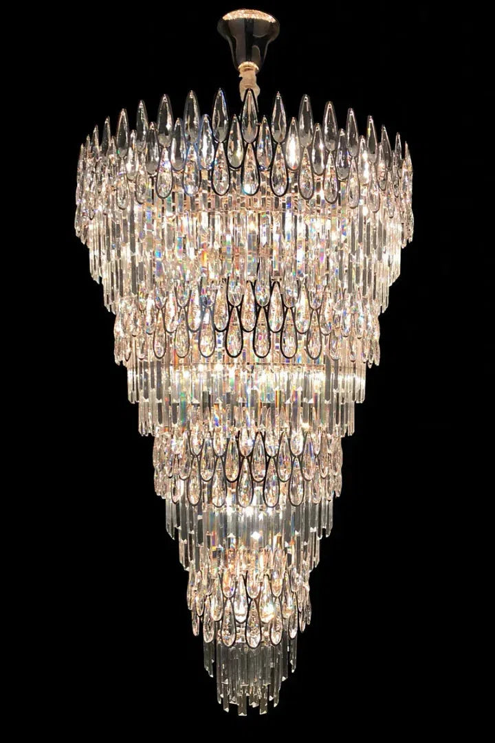 Luster Gaze Grand Tiered Raindrop Crystal Chandelier - Background Shot