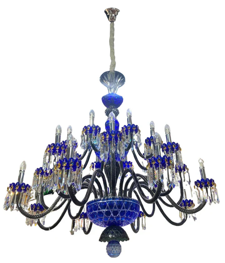 Luxury Candle Light Blue&Black Crystal Chandelier for Bedroom