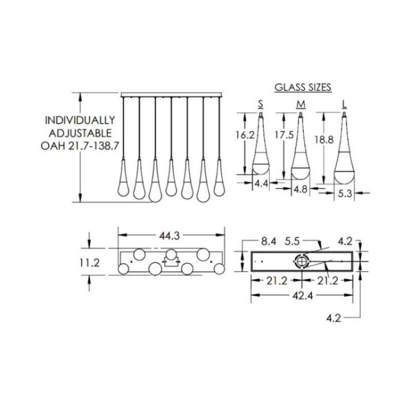 LG Water Drop Glass Linear Chandelier