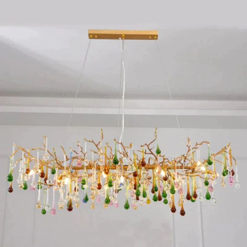 LG Arcadia Colorful Crystal Linear Branch Chandelier