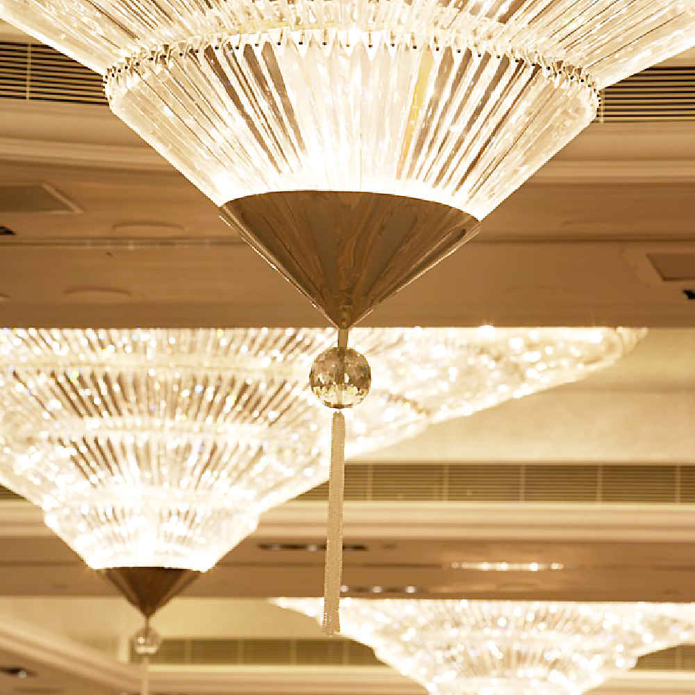 Round flush mount crystal chandelier