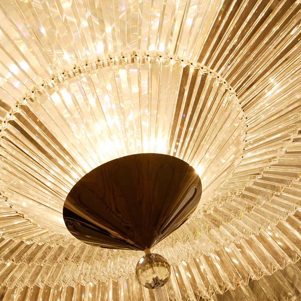 Round flush mount crystal chandelier