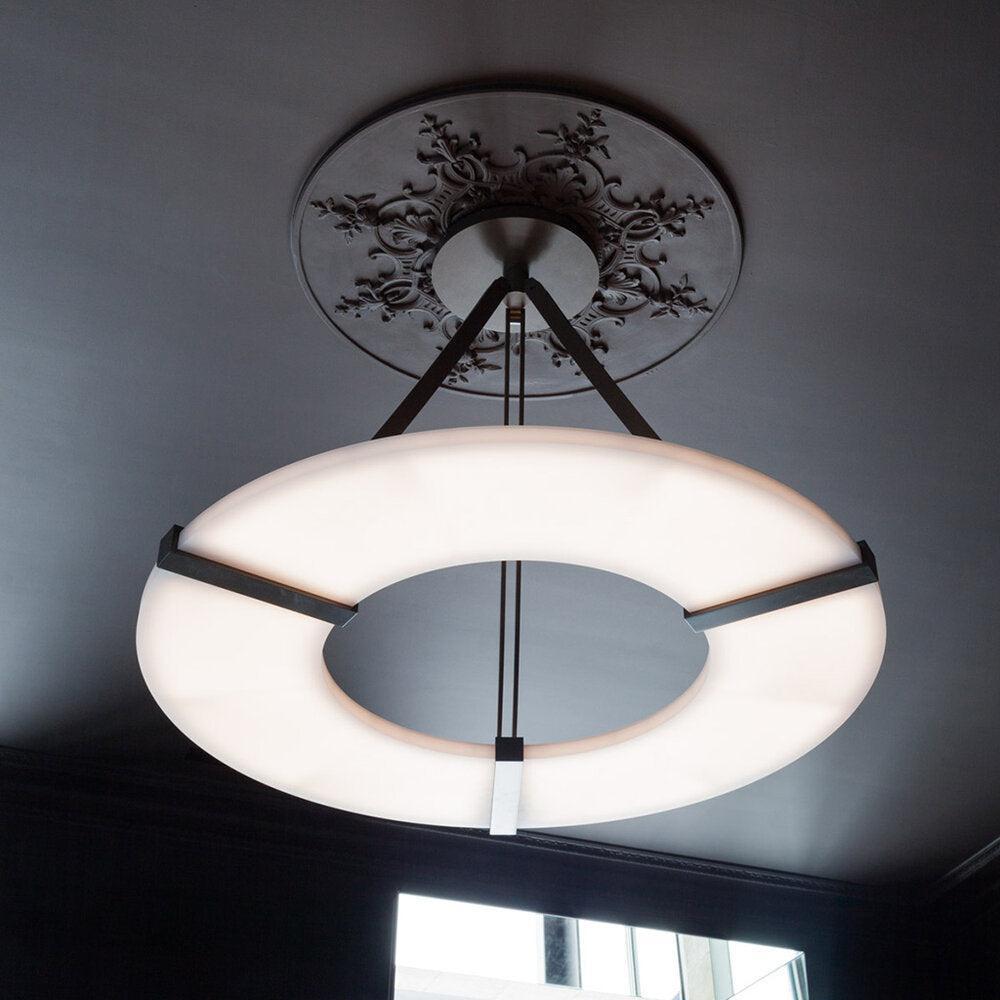 Nova Round Alabaster Plate Chandelier
