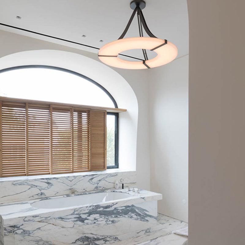 Nova Round Alabaster Plate Chandelier