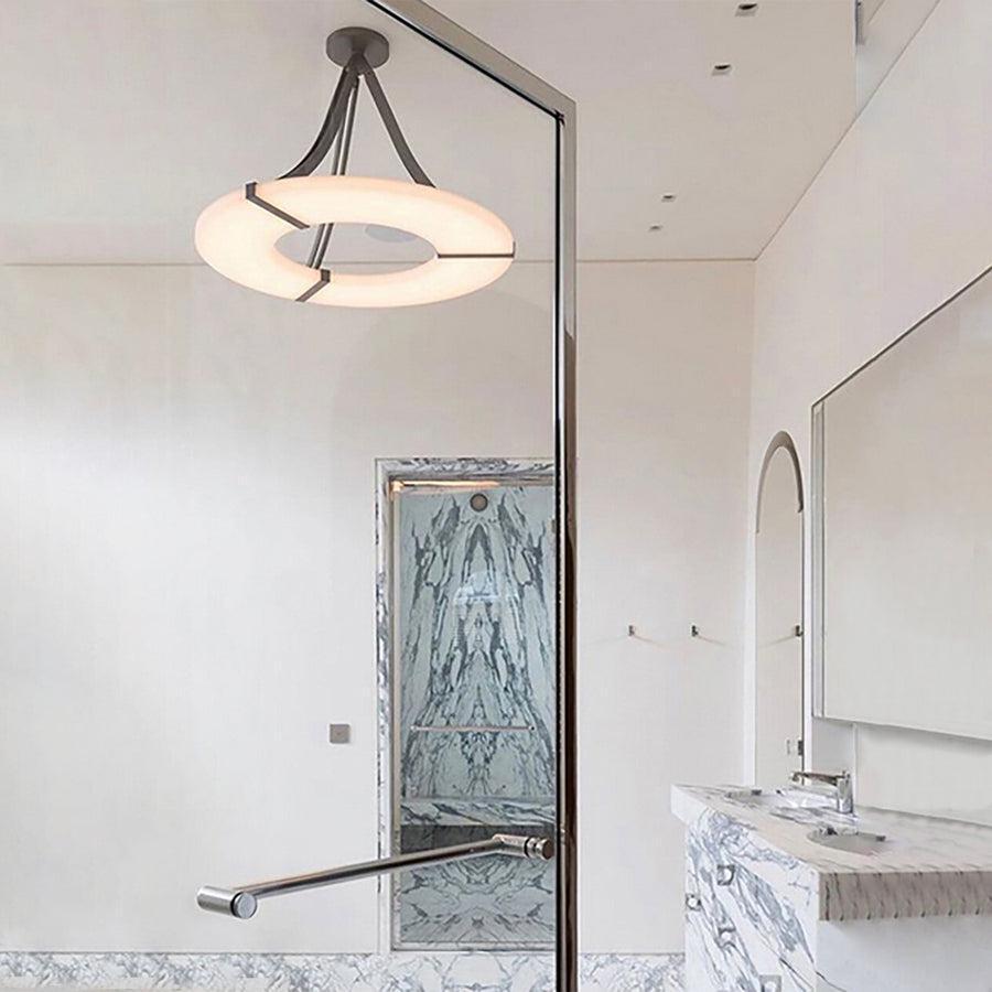 Nova Round Alabaster Plate Chandelier