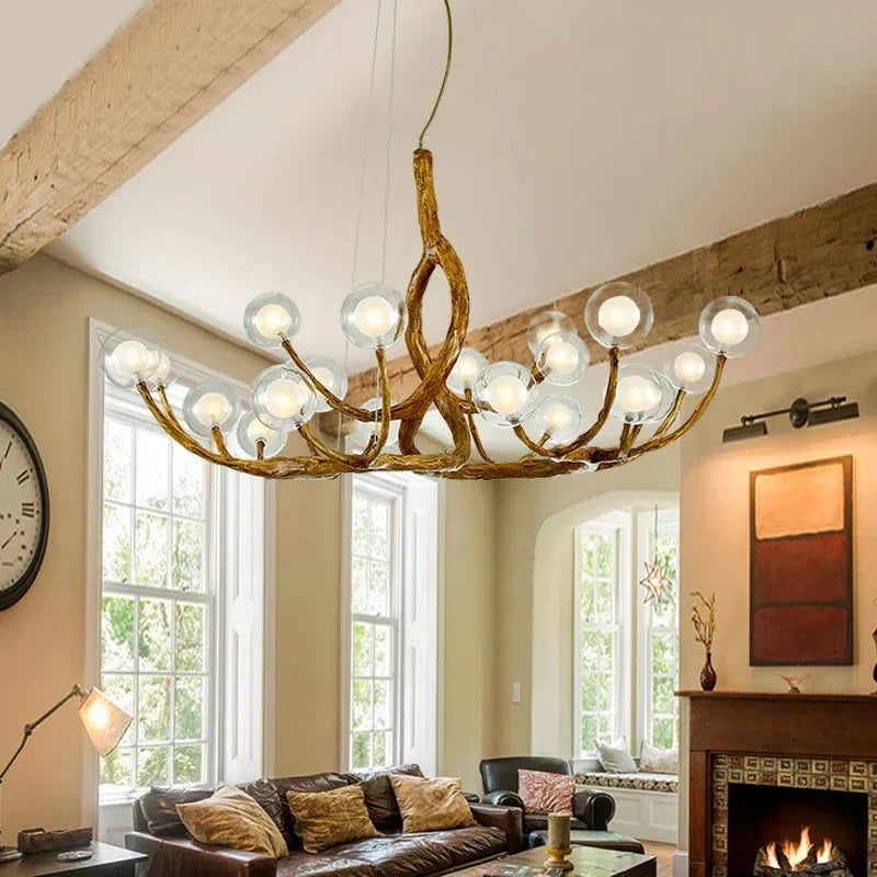 Rustic Branch Globe Branch Chandelier