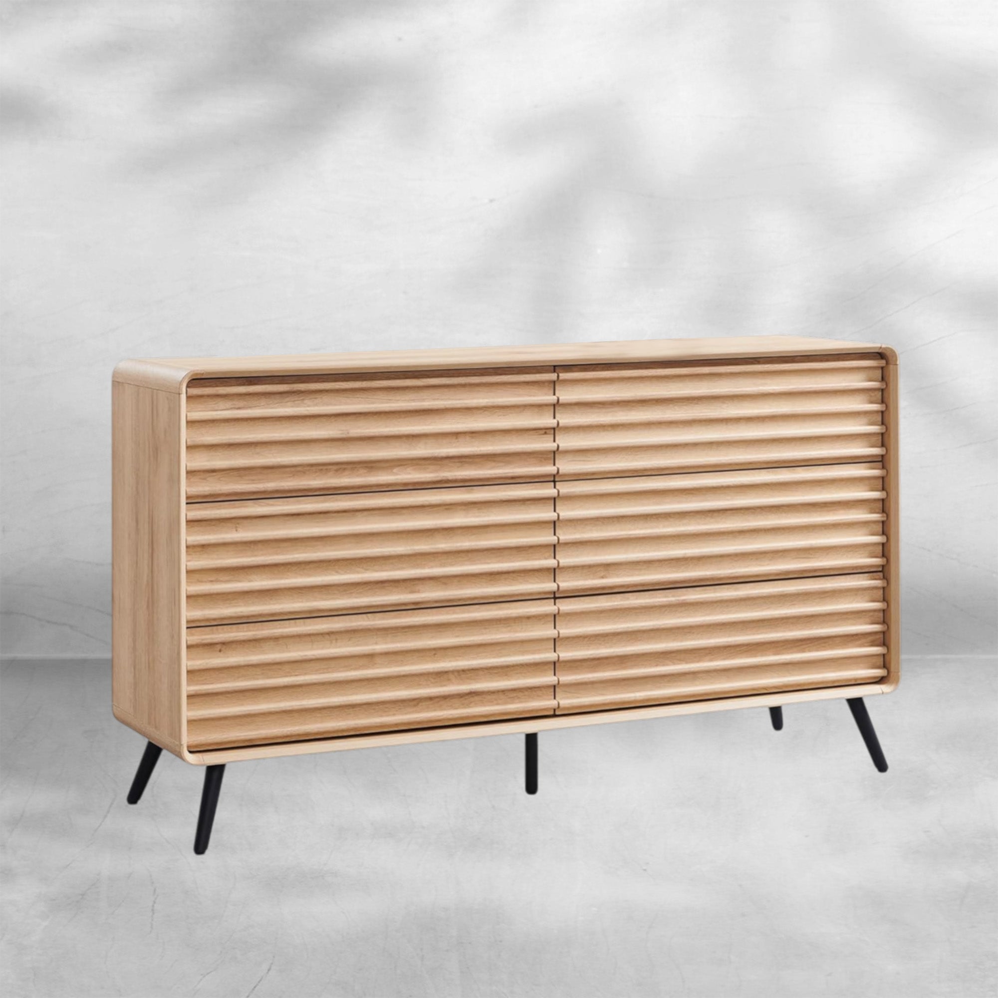 Mid Century Modern 5~6 Drawer Dresser, Dark Walnut Finish