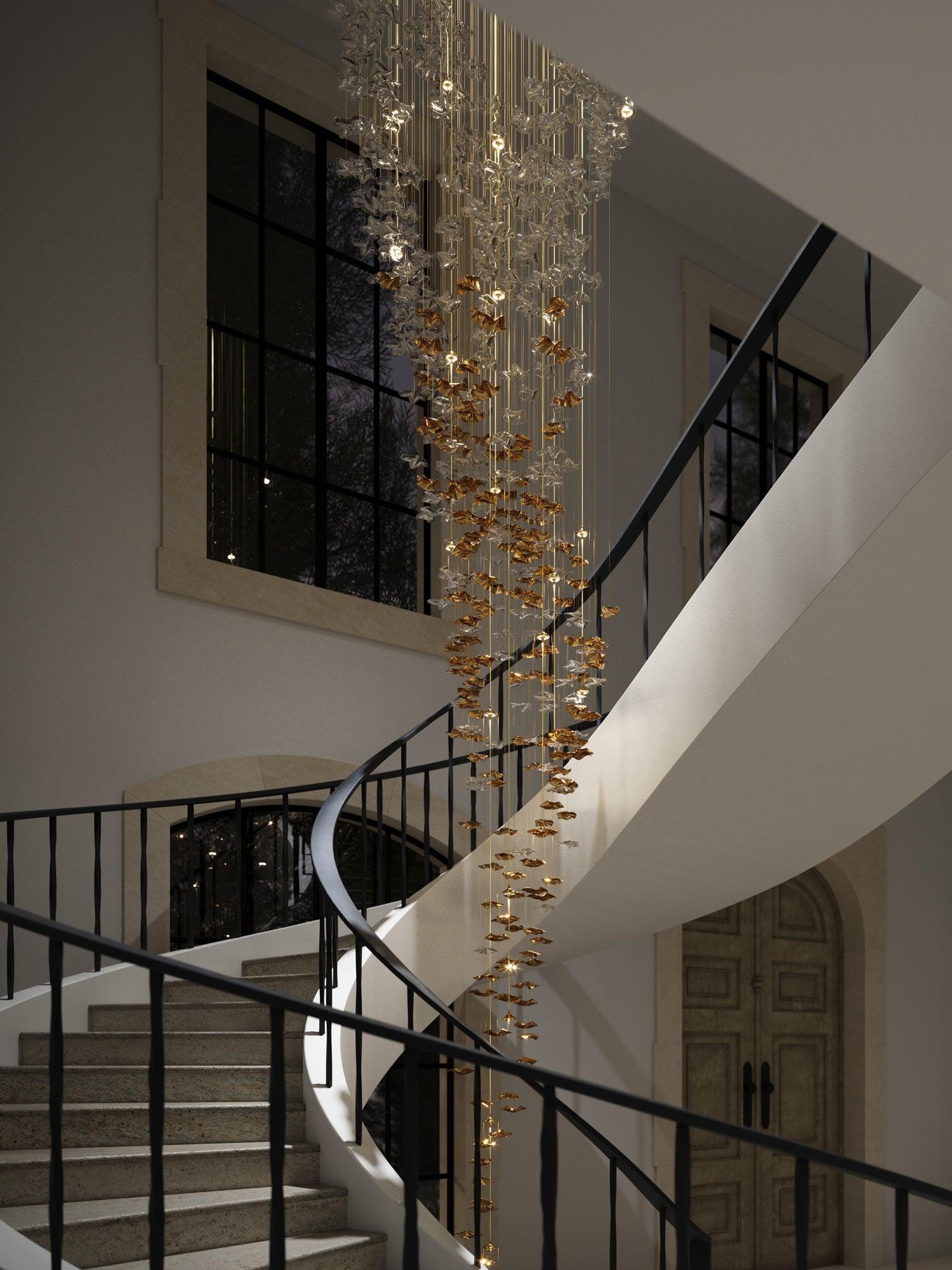 Tidal Stair Crystal Spiral Chandelier