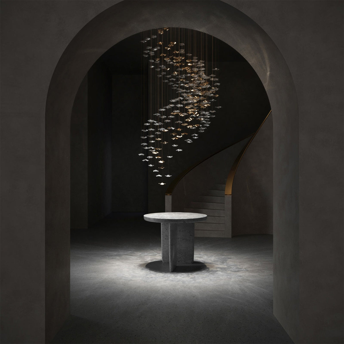 Galaxy Tidal Art Glass Crystal Spiral Chandelier