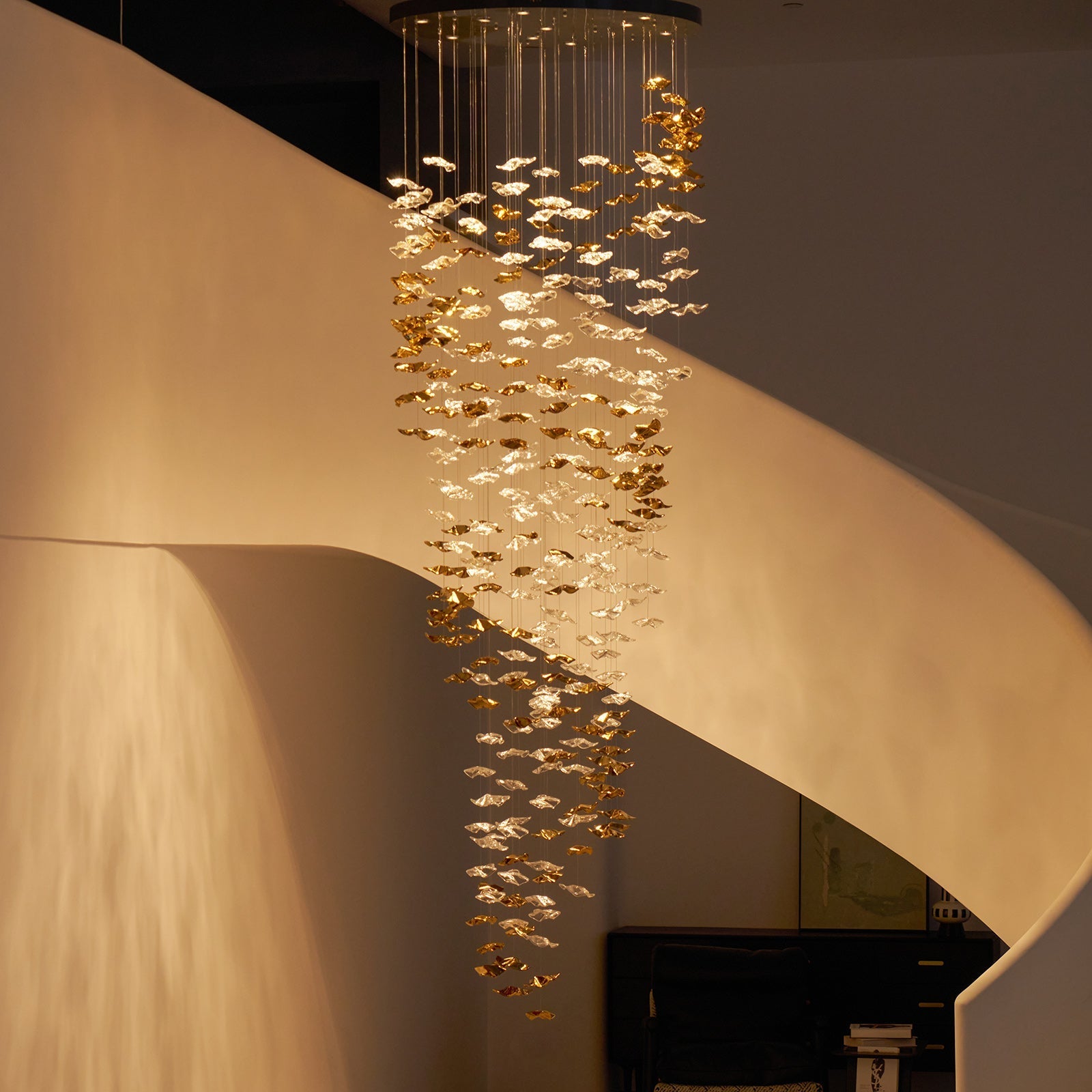 Tidal Stair Crystal Spiral Chandelier
