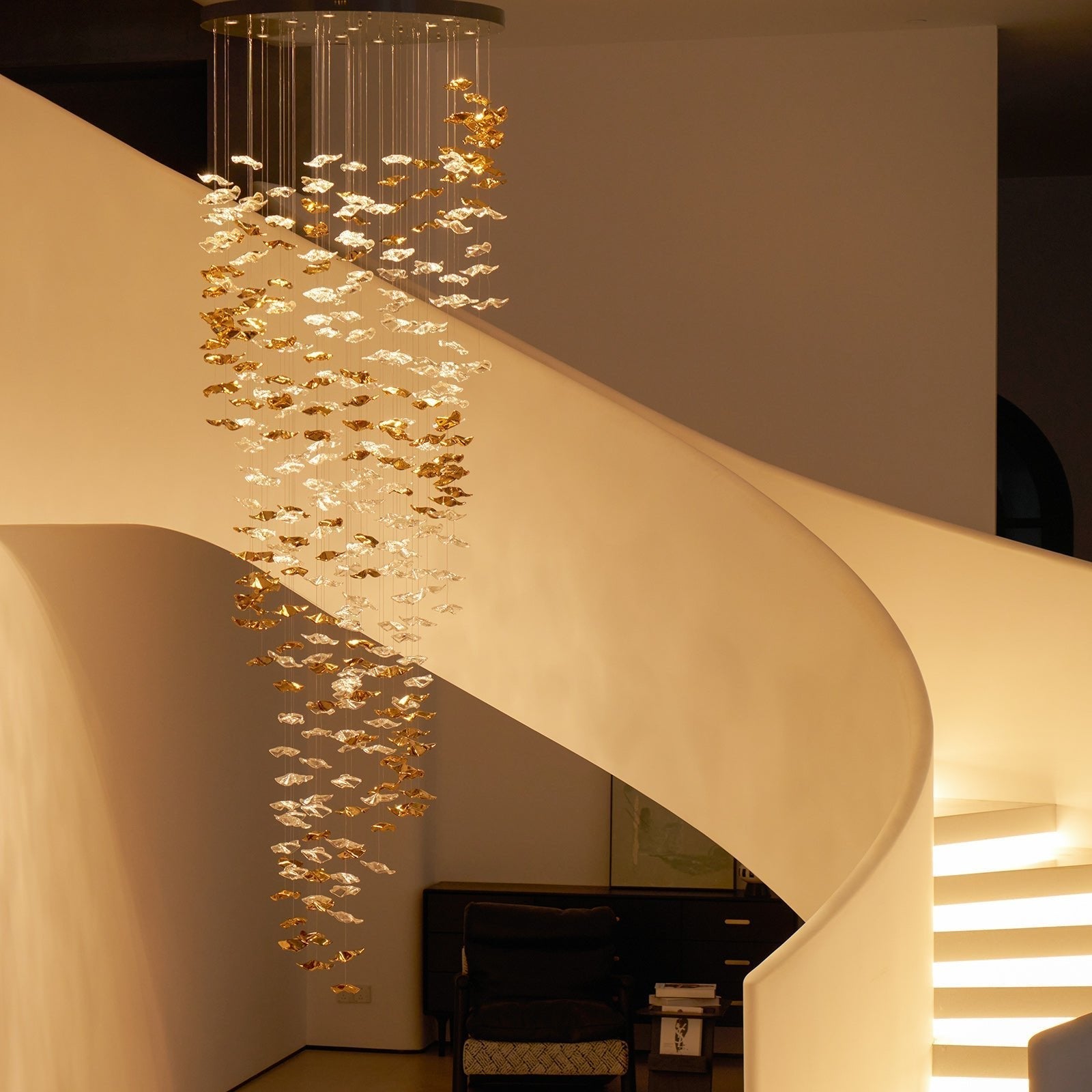 Tidal Stair Crystal Spiral Chandelier