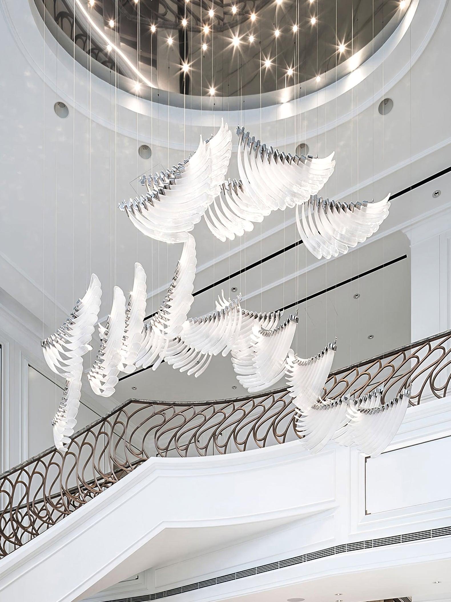 Luster Gaze Aura Petal Tiered LED Chandelier - Background Shot