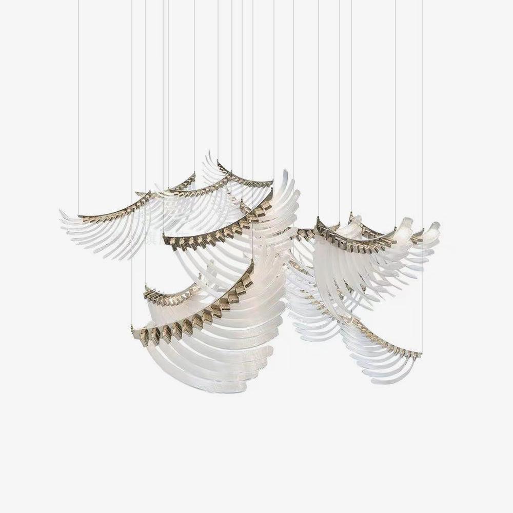 Luster Gaze Aura Petal Tiered LED Chandelier - Background Shot