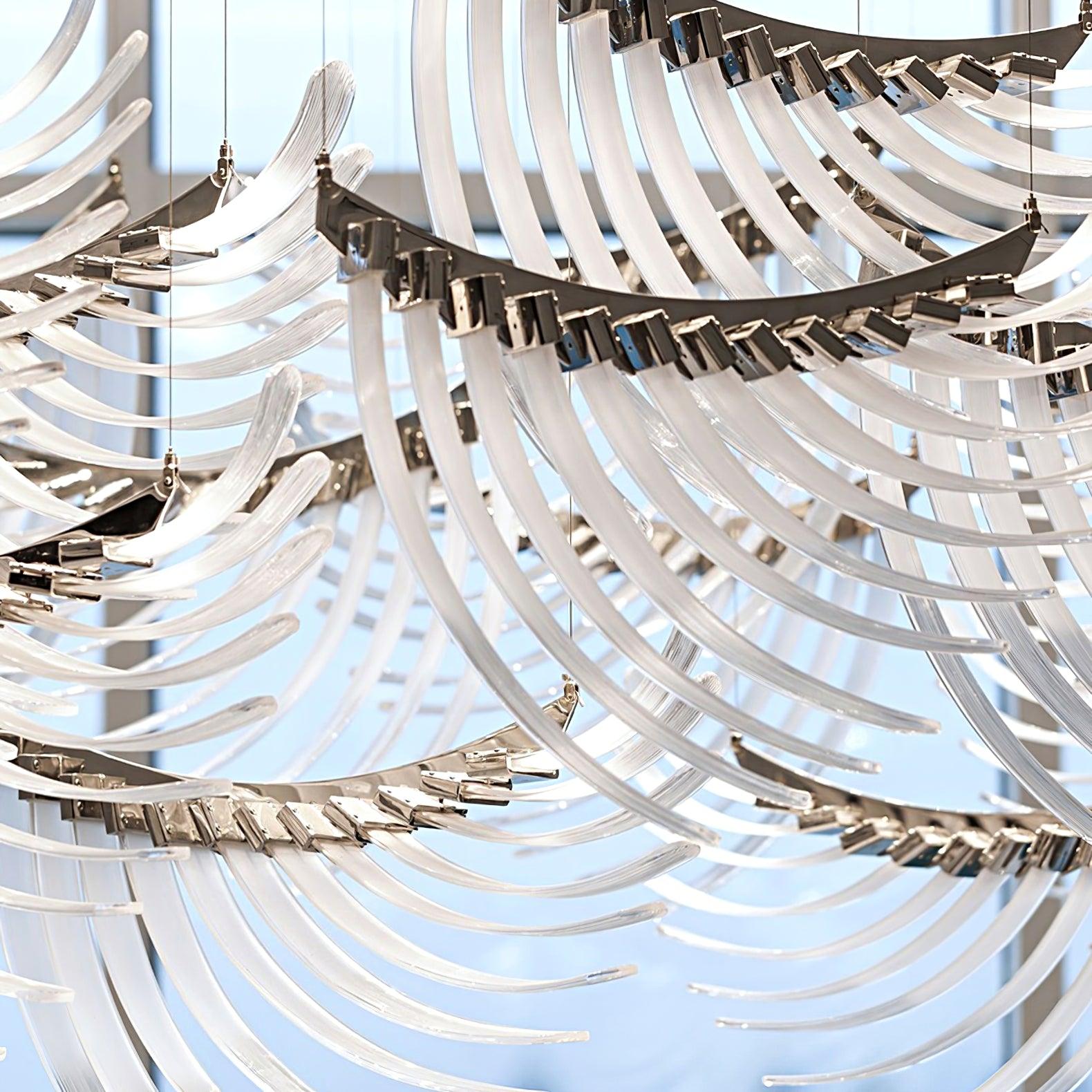 Luster Gaze Aura Petal Tiered LED Chandelier - Background Shot