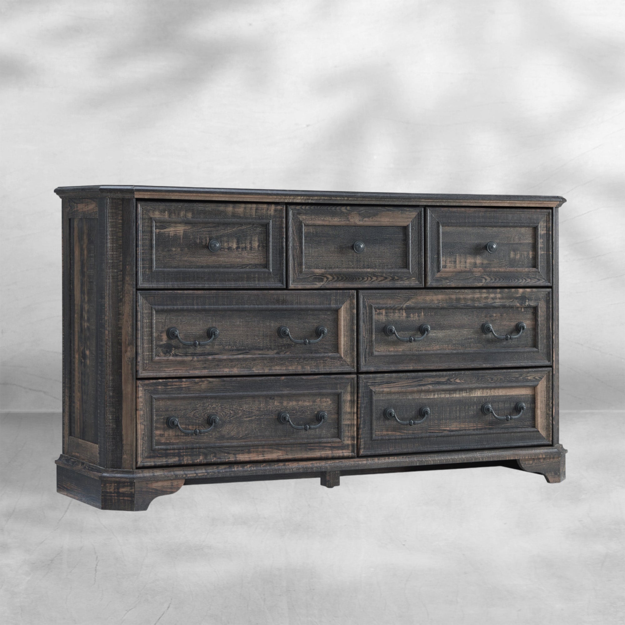 Farmhouse 7 Drawer Dresser Wide Wood Rustic Chest Organizer