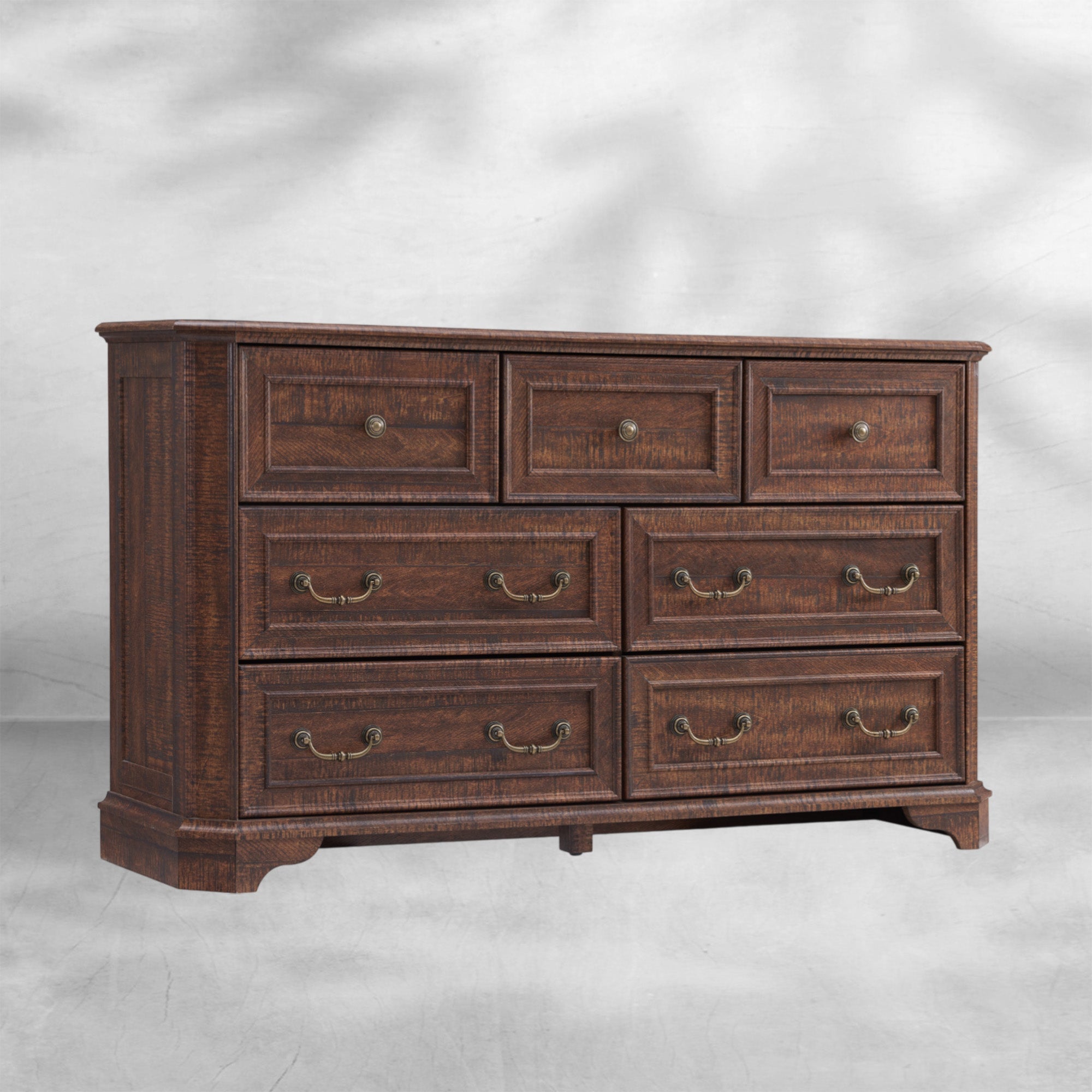 Farmhouse 7 Drawer Dresser Wide Wood Rustic Chest Organizer