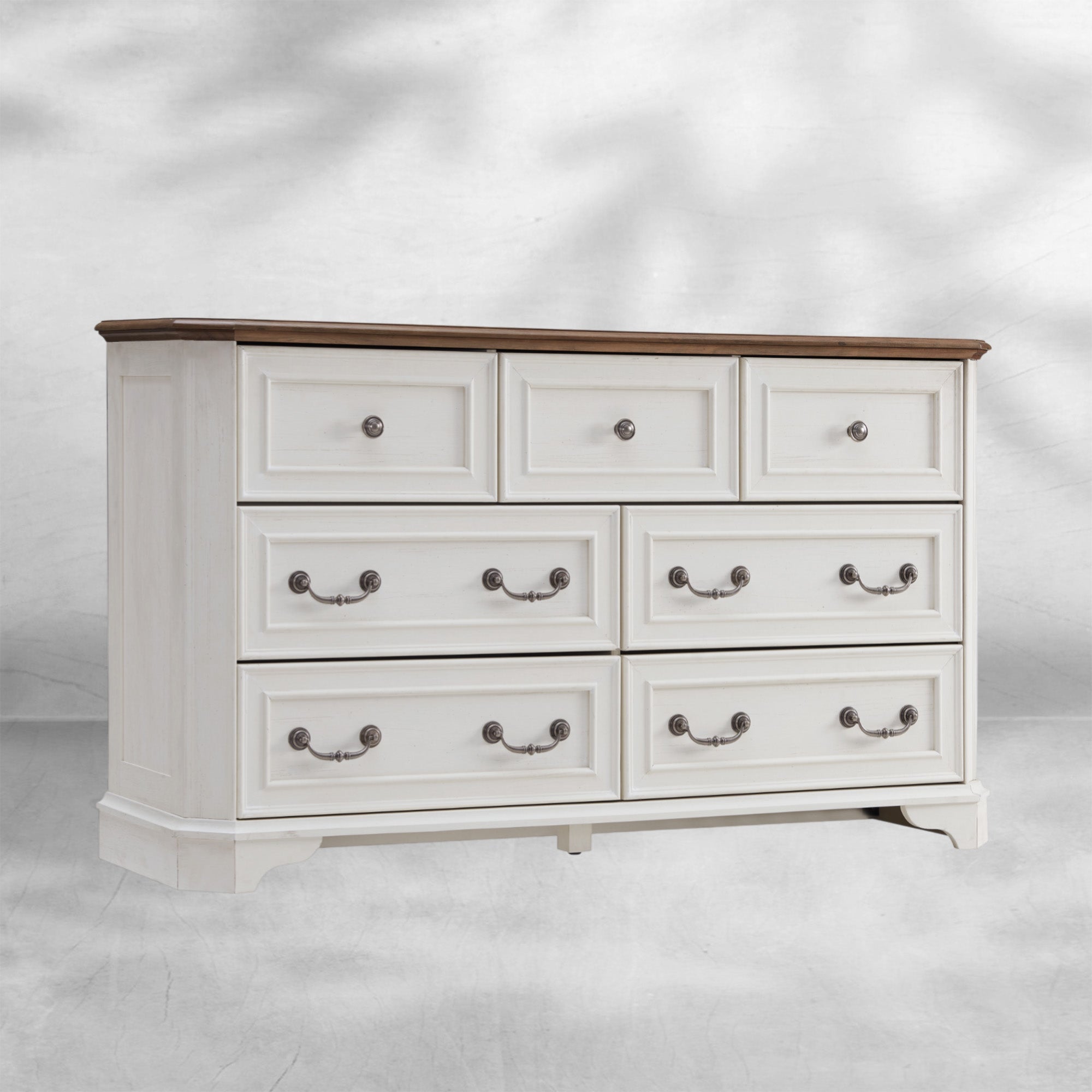 Farmhouse 7 Drawer Dresser Wide Wood Rustic Chest Organizer