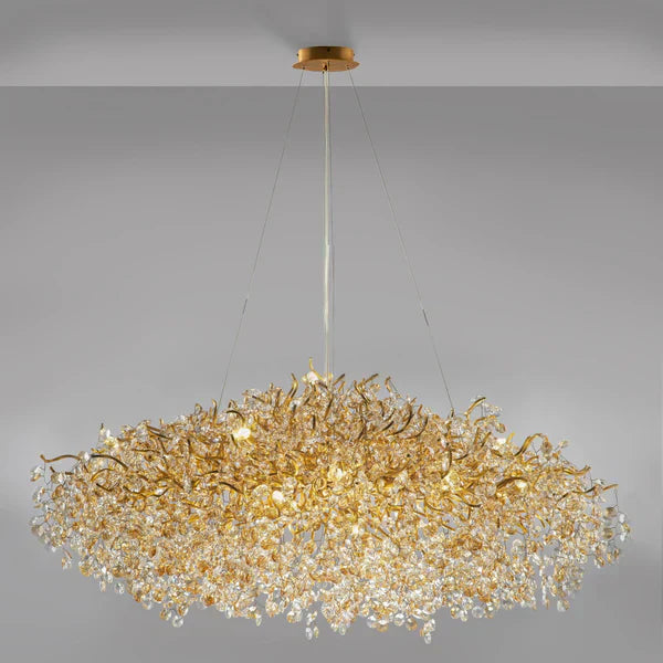 Luster Gaze Gilded Bloom Branch Crystal Chandelier - Background Shot