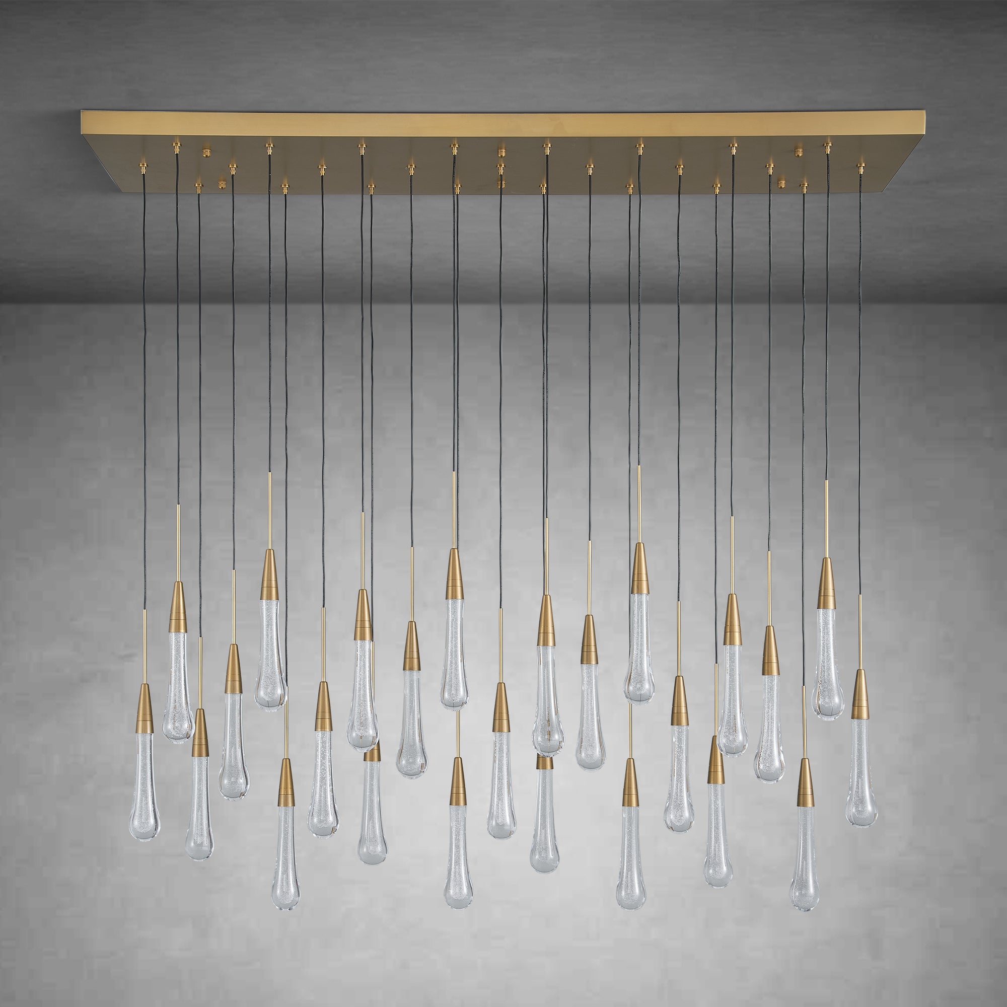 34-Light Gold Chandeliers for High Ceilings, Large Raine Chandelier for Foyer, Entryway, Staircase, Luxury Long Big Hanging Light Fixtures with Glass, Brass Pendant Light Fixtures Living Room