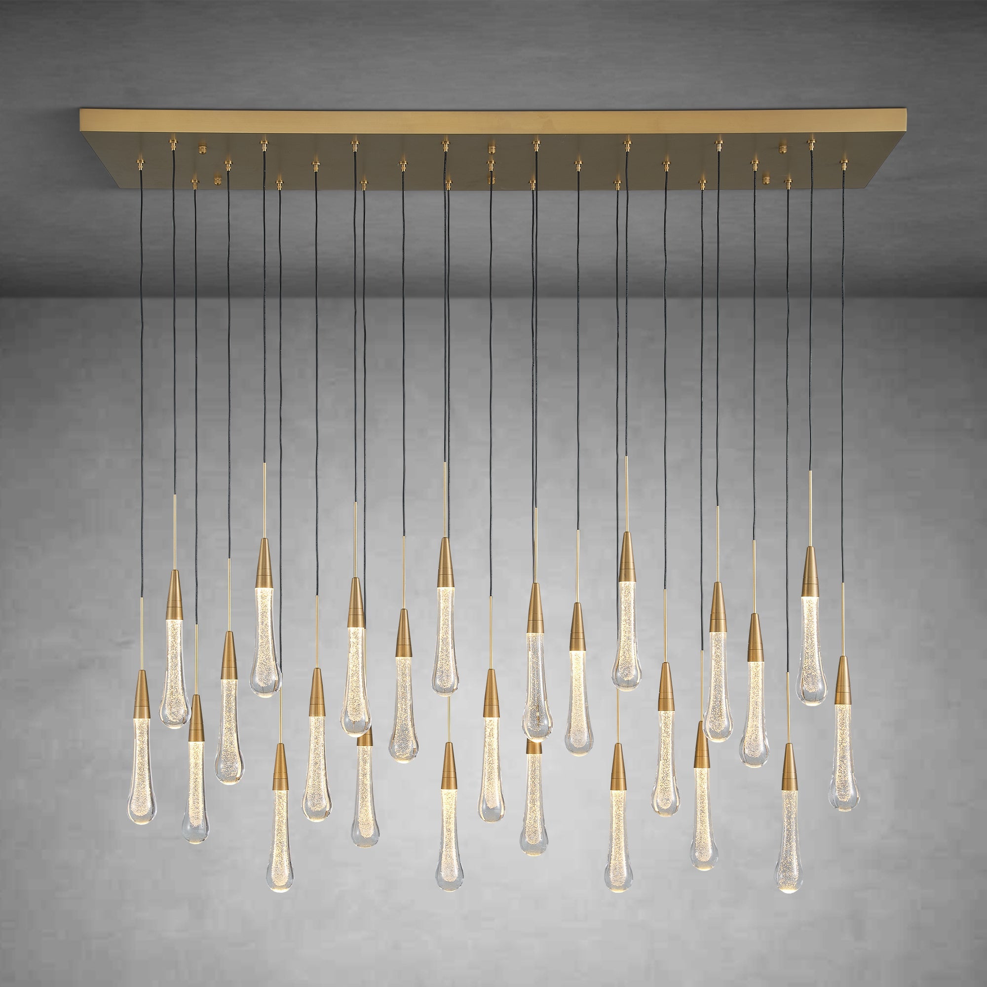 34-Light Gold Chandeliers for High Ceilings, Large Raine Chandelier for Foyer, Entryway, Staircase, Luxury Long Big Hanging Light Fixtures with Glass, Brass Pendant Light Fixtures Living Room