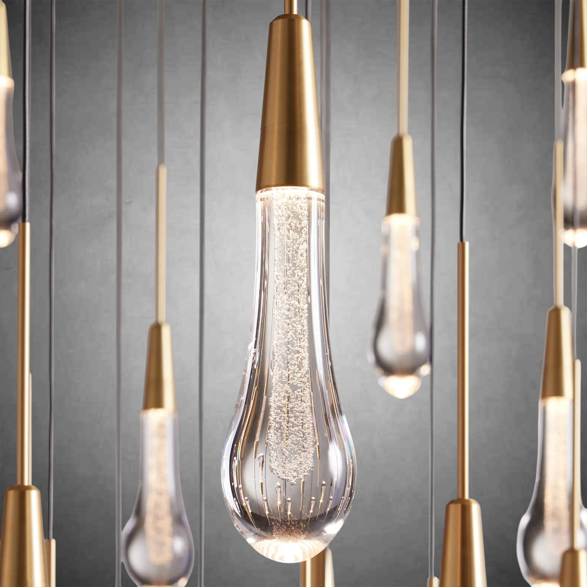 34-Light Gold Chandeliers for High Ceilings, Large Raine Chandelier for Foyer, Entryway, Staircase, Luxury Long Big Hanging Light Fixtures with Glass, Brass Pendant Light Fixtures Living Room