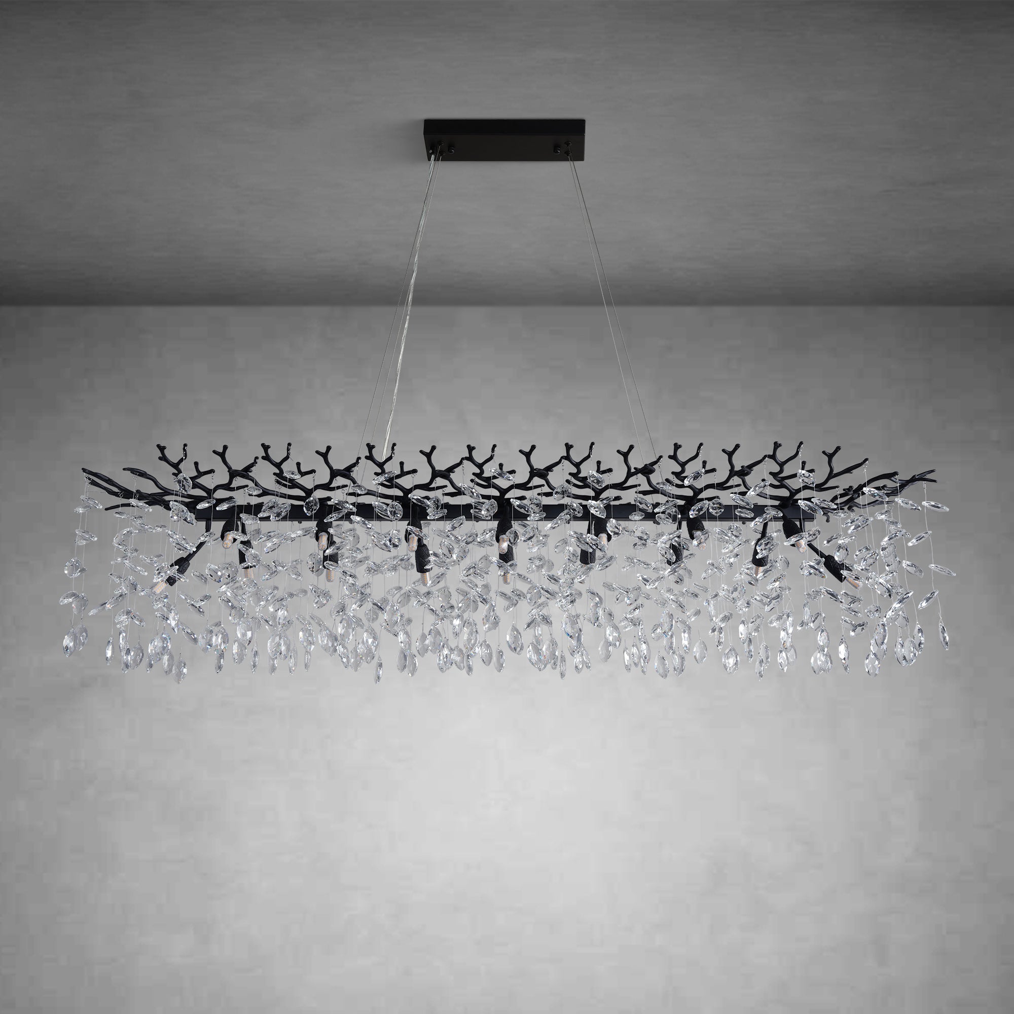 30" Black Crystal Chandelier, 10-Light Tree Branch Chandelier for Dining Room, Luxury Round K9 Crystal Raine Chandeliers Light Fixture for Living Room Foyer Entryway Bedroom Kitchen
