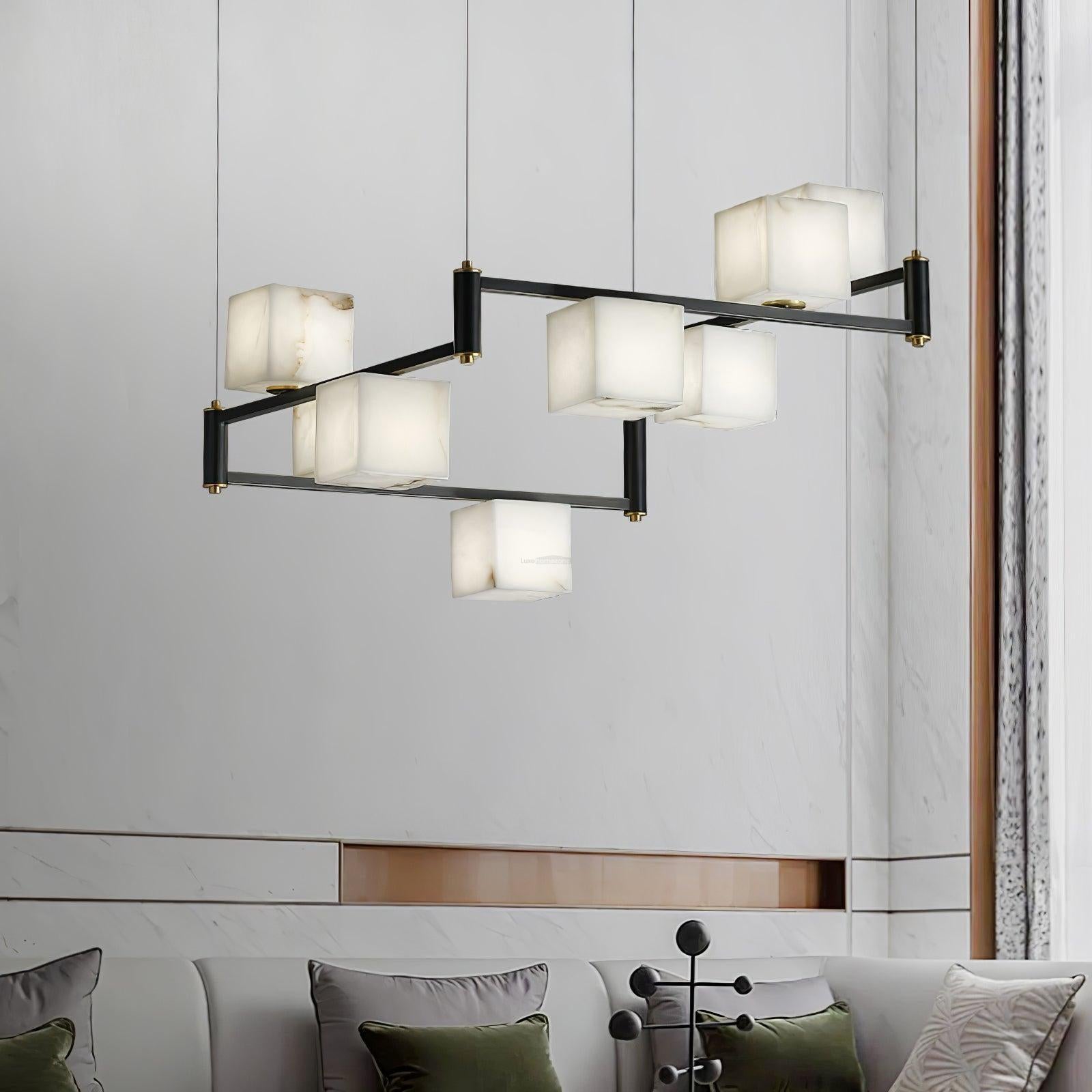 Alabaster Square Box Chandelier with 4/5/6/8/9 heads