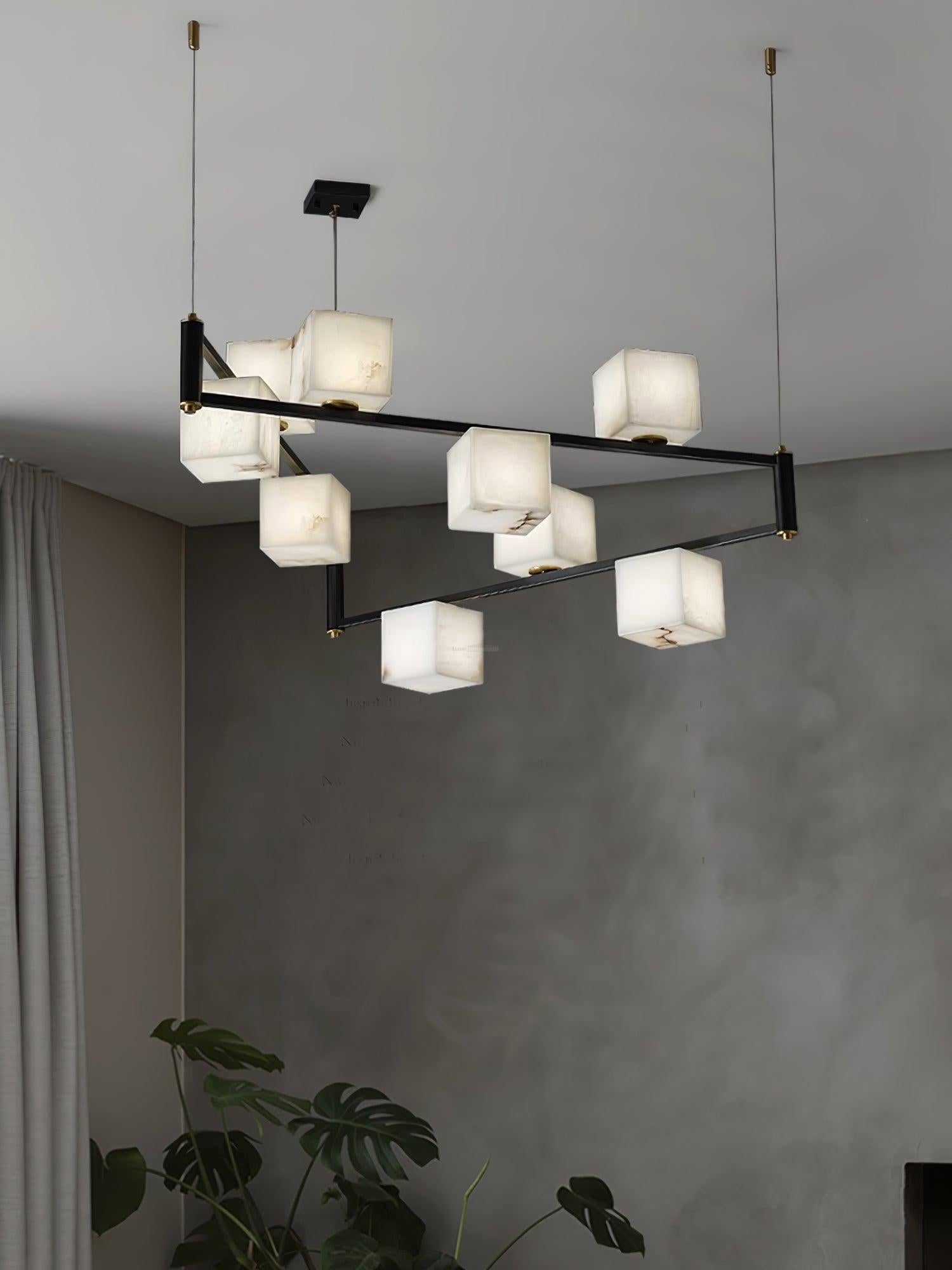 Alabaster Square Box Chandelier with 4/5/6/8/9 heads