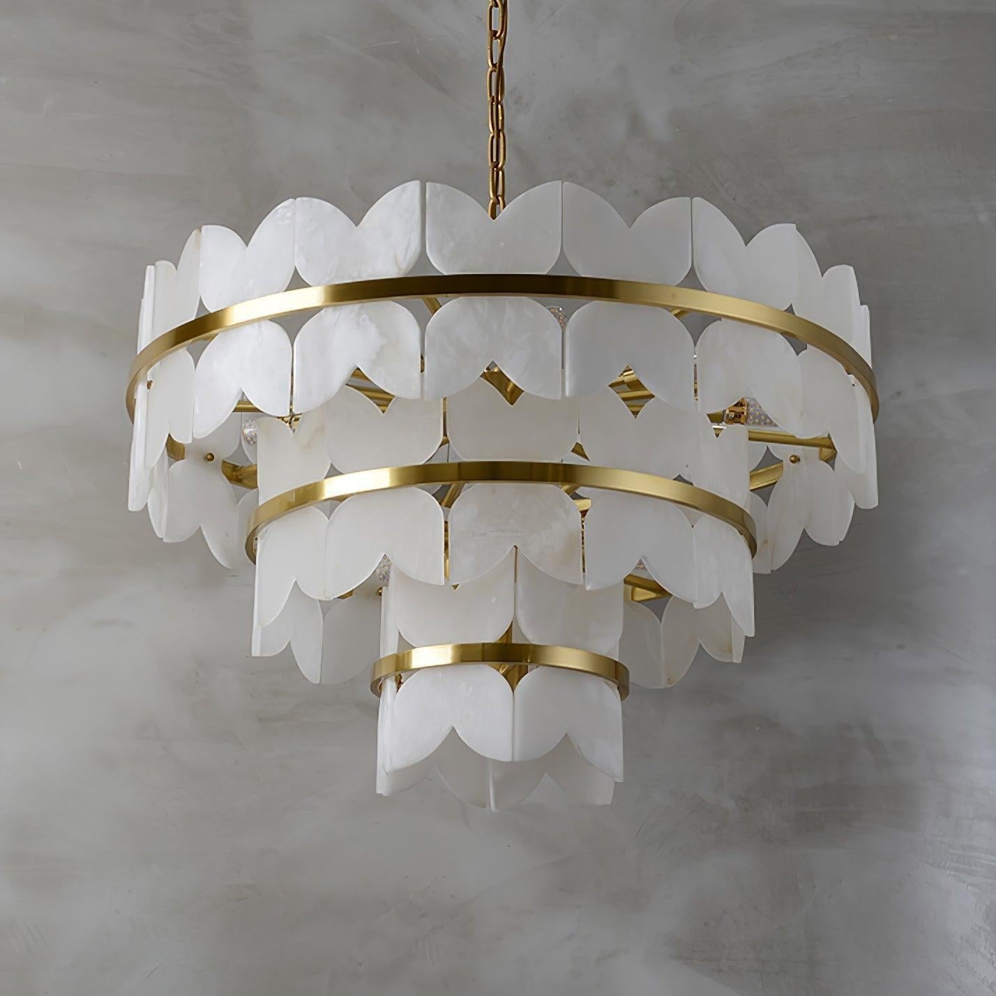 Alabaster Cloudscape Chandelier with 1/2 layer
