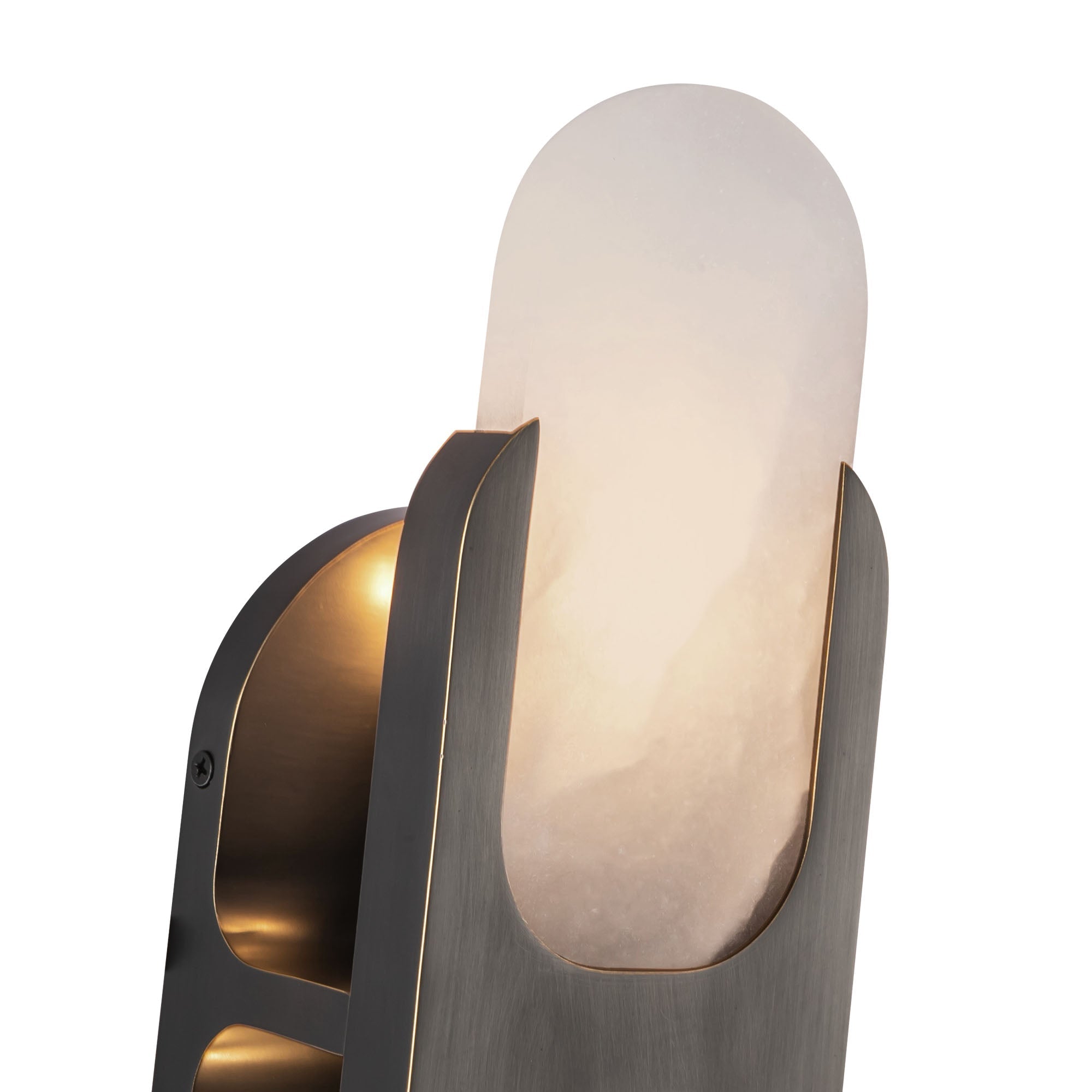 Luster Gaze Aura Alabaster Brass Wall Sconce - Background Shot