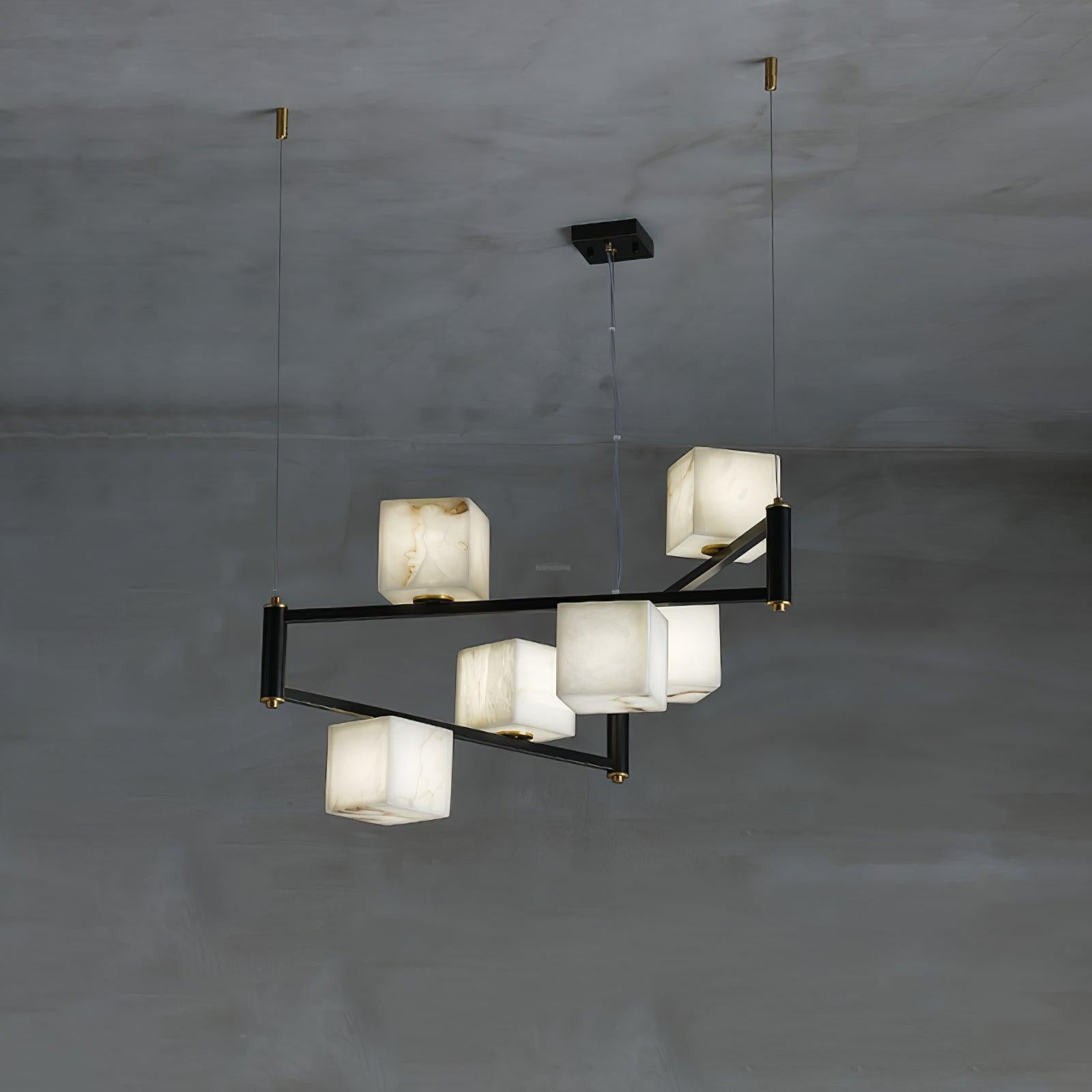 Alabaster Square Box Chandelier with 4/5/6/8/9 heads