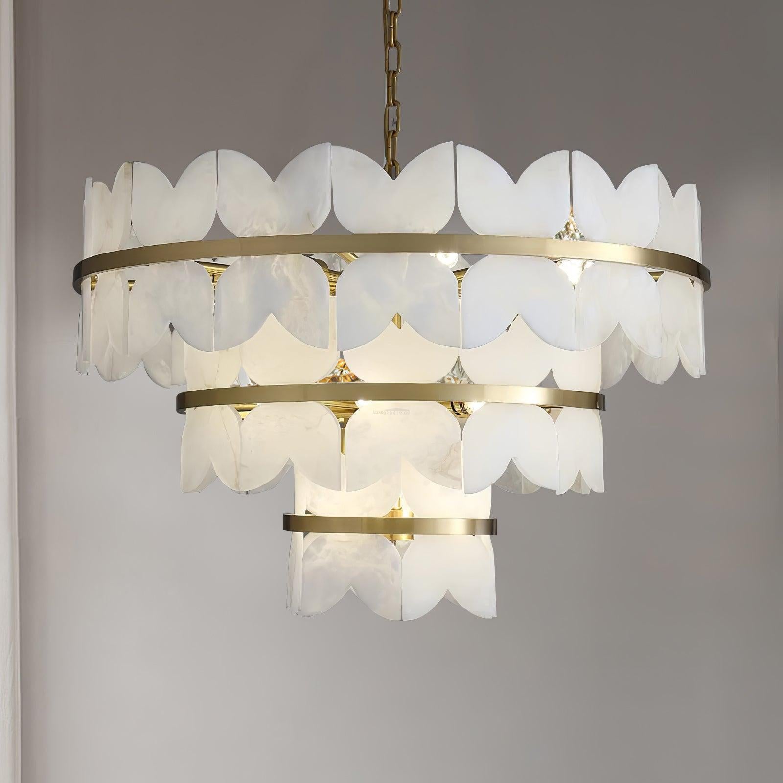 Alabaster Cloudscape Chandelier with 1/2 layer