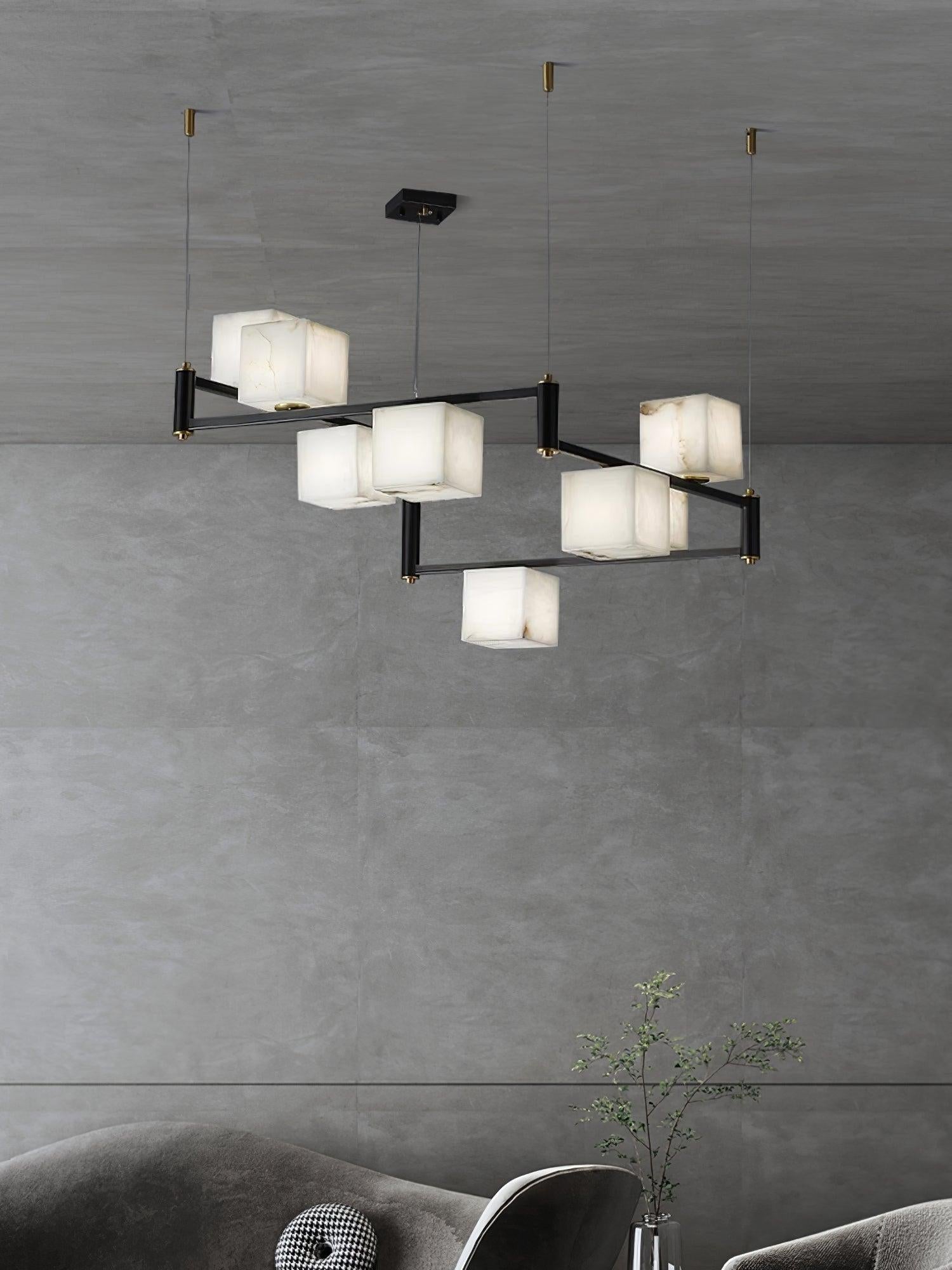 Alabaster Square Box Chandelier with 4/5/6/8/9 heads