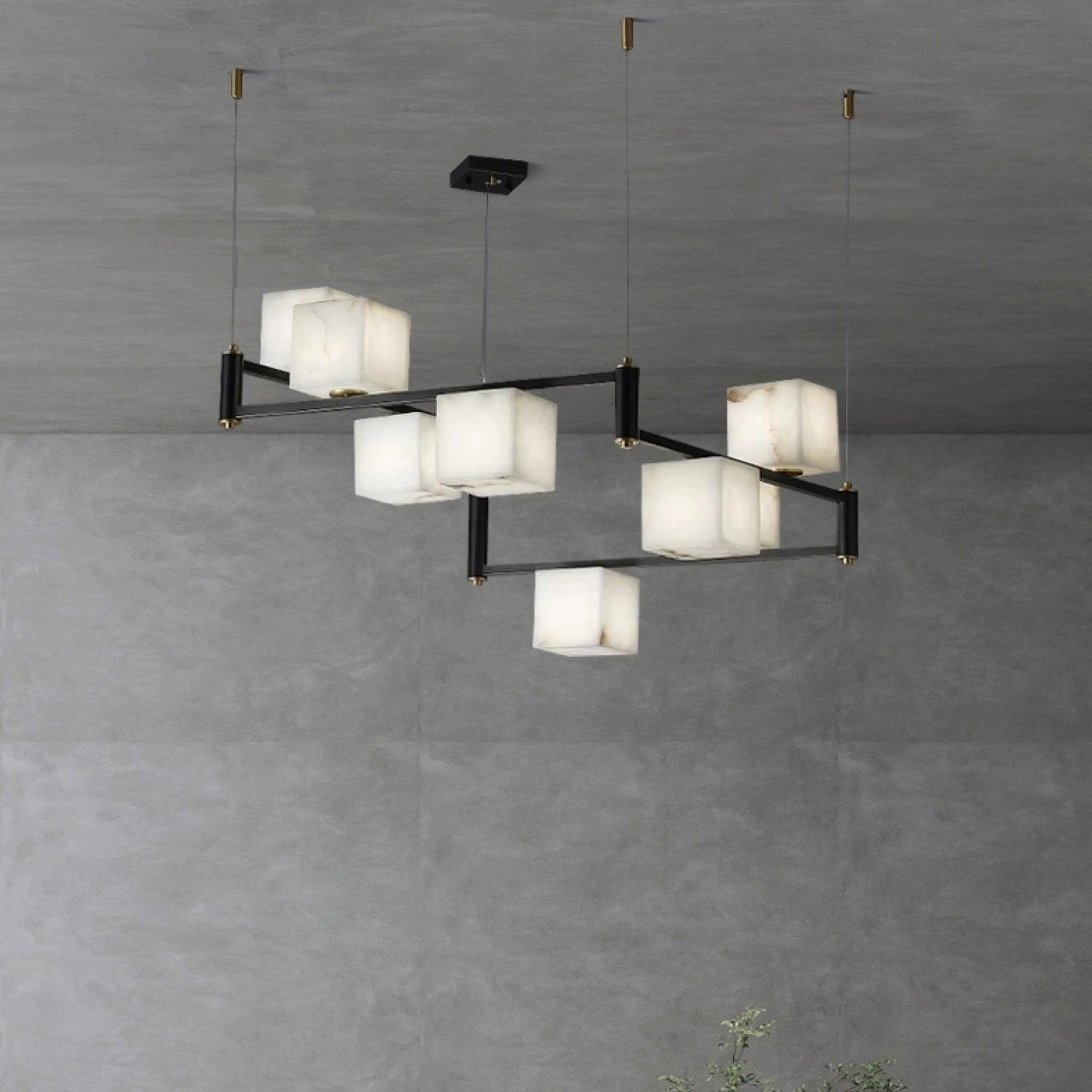 Alabaster Square Box Chandelier with 4/5/6/8/9 heads