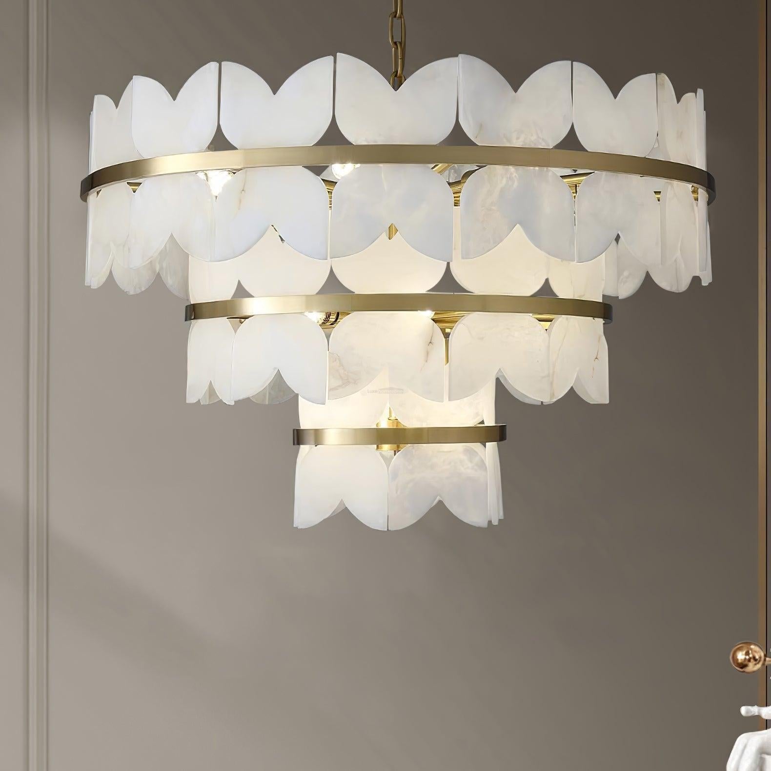 Alabaster Cloudscape Chandelier with 1/2 layer