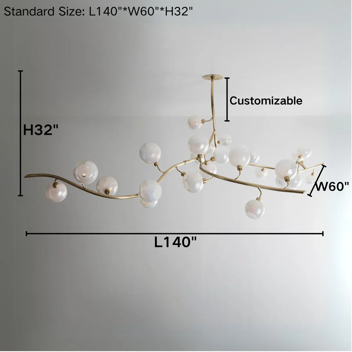 Contemporary Hand-blown Glass Globes Branch Chandelier for Dining Room Living Room and Kitchen Island