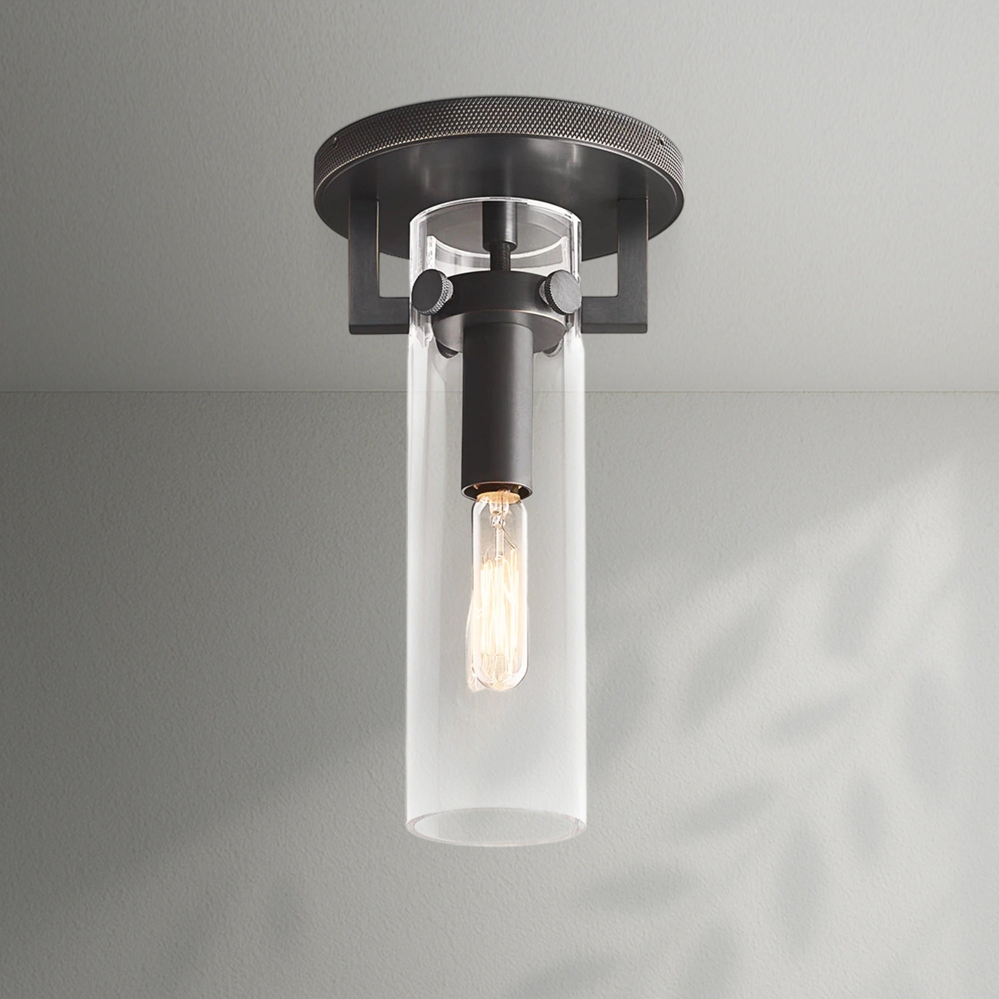 Machinis Glass Cylindrical Flushmount Pendant Light