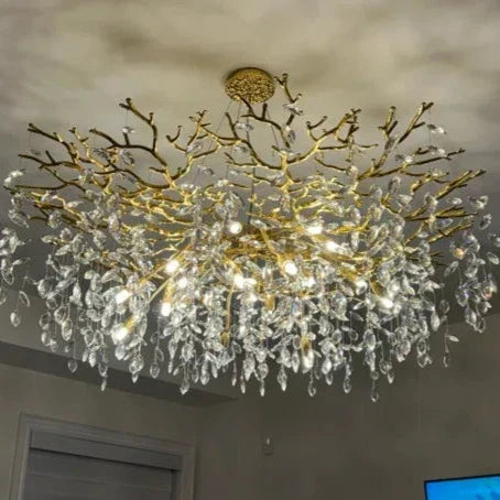 French Branch Elegant Crystal Leaves Chandelier - Luster Gaze