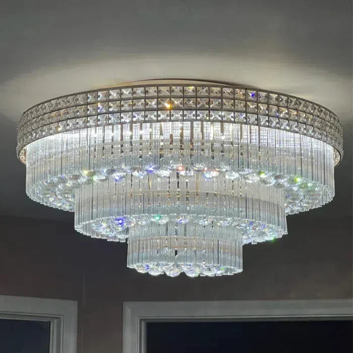 Luster Gaze Grand Lumina Three-Tier Round Flush Mount Chandelier - Background Shot