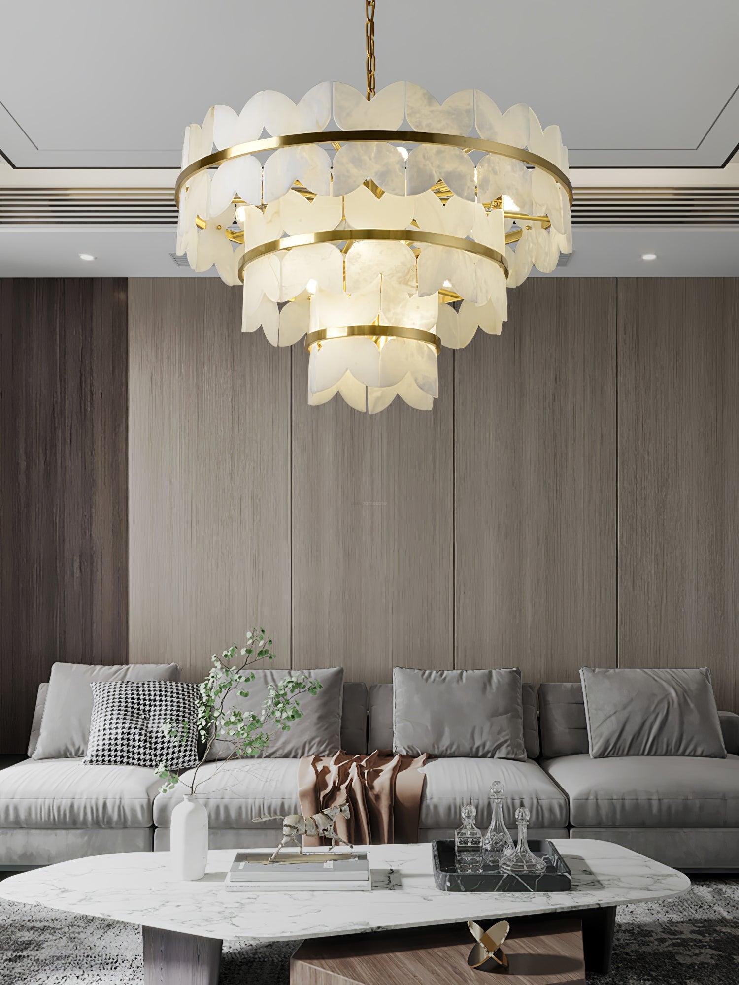 Alabaster Cloudscape Chandelier with 1/2 layer